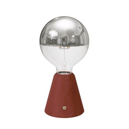 Lampe portative LED rechargeable Cabless01 avec ampoule globo demi-sphère argent - Terracotta