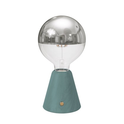 Lampe portative LED rechargeable Cabless01 avec ampoule globo demi-sphère argent - Bleu canard