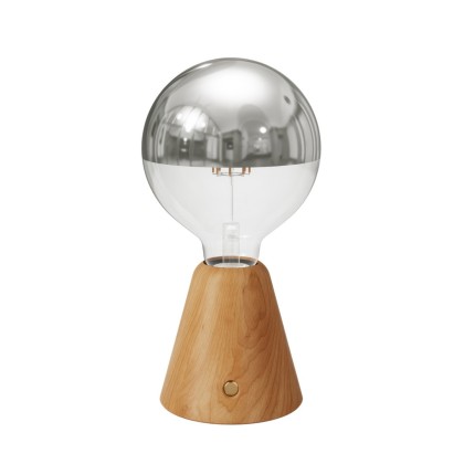 Lampe portative LED rechargeable Cabless01 avec ampoule globo demi-sphère argent - Neutre