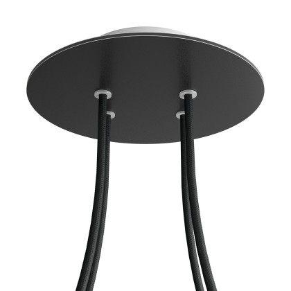 Rosace Rose-One rond de 200 mm de diamètre avec 4 trous et 4 trous latéraux - Noir mat