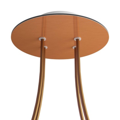 Rosace Rose-One rond de 200 mm de diamètre avec 4 trous et 4 trous latéraux - Cuivre satiné Dibond