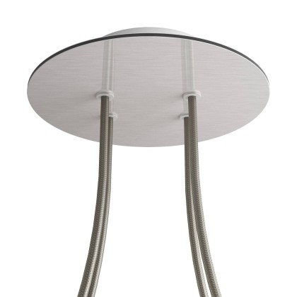 Rose-One compleet rond plafondkap-kit 200 mm. met 4 gaten en 4 zijgaten - satijn staal Dibon