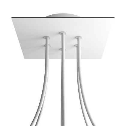 Rosace Rose-One carré de 200 mm avec 6 trous et 4 trous latéraux - Blanc mat