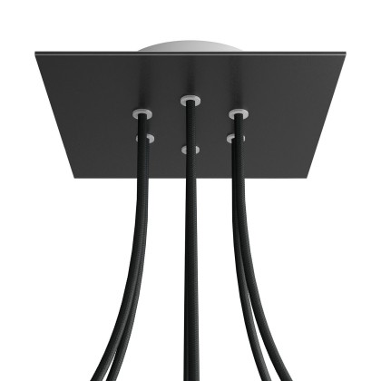Rosace Rose-One carré de 200 mm avec 6 trous et 4 trous latéraux - Noir mat