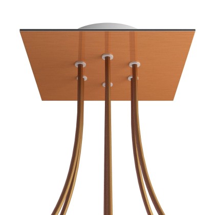 Rosace Rose-One carré de 200 mm avec 6 trous et 4 trous latéraux - Cuivre satiné Dibond