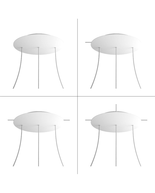 Rosace XXL Rose-One rond de 400 mm de diamètre avec 3 trous alignés et 4 trous latéraux