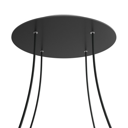 Rosace XXL Rose-One rond de 400 mm de diamètre avec 4 trous et 4 trous latéraux - Noir mat