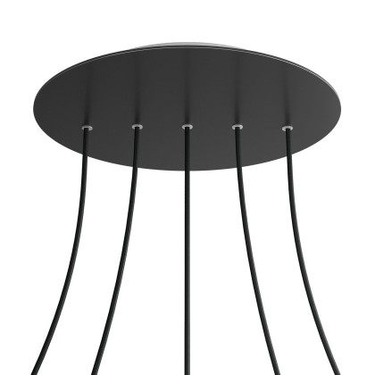 Rosace XXL Rose-One rond de 400 mm de diamètre avec 5 trous alignés et 4 trous latéraux - Noir mat