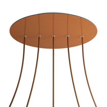 Rosace XXL Rose-One rond de 400 mm de diamètre avec 5 trous alignés et 4 trous latéraux - Cuivre satiné Dibond