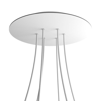 Rosace XXL Rose-One rond de 400 mm de diamètre avec 6 trous et 4 trous latéraux - Blanc mat