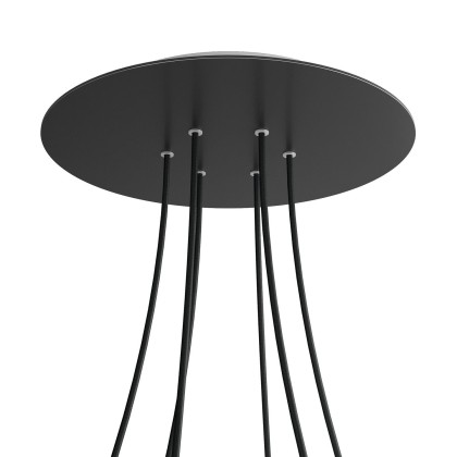 Rosace XXL Rose-One rond de 400 mm de diamètre avec 6 trous et 4 trous latéraux - Noir mat