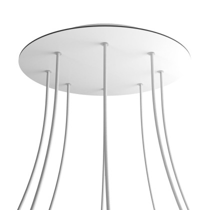 Rosace XXL Rose-One rond de 400 mm de diamètre avec 8 trous et 4 trous latéraux - Blanc mat