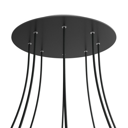Rosace XXL Rose-One rond de 400 mm de diamètre avec 8 trous et 4 trous latéraux - Noir mat