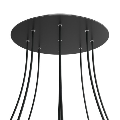 Rosace XXL Rose-One rond de 400 mm de diamètre avec 9 trous et 4 trous latéraux - Noir mat
