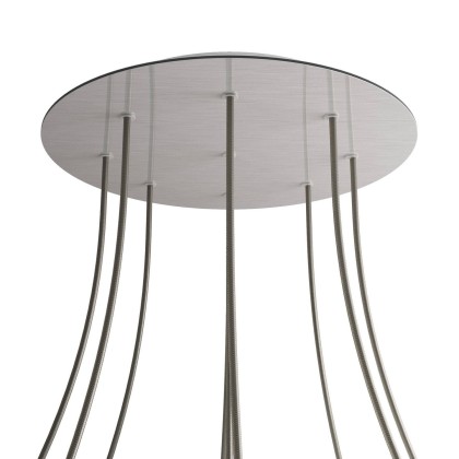 Rosace XXL Rose-One rond de 400 mm de diamètre avec 9 trous et 4 trous latéraux - Acier satiné Dibond