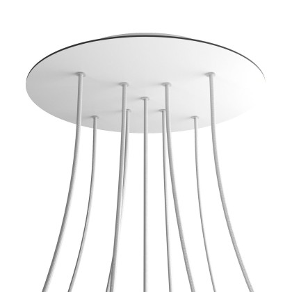 Rosace XXL Rose-One rond de 400 mm de diamètre avec 9 trous en croix et 4 trous latéraux - Blanc mat