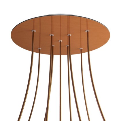Rosace XXL Rose-One rond de 400 mm de diamètre avec 9 trous en croix et 4 trous latéraux - Cuivre satiné Dibond