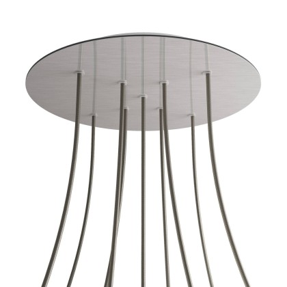 Rosace XXL Rose-One rond de 400 mm de diamètre avec 9 trous en croix et 4 trous latéraux - Acier satiné Dibond