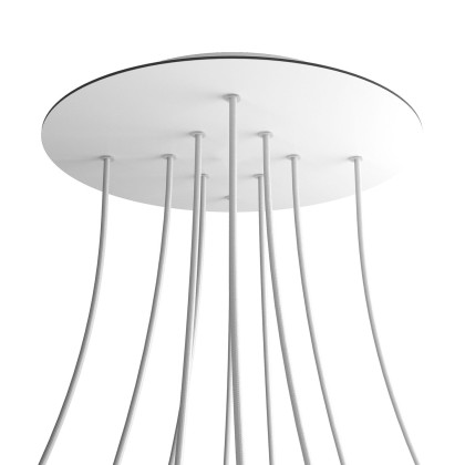 Rosace XXL Rose-One rond de 400 mm de diamètre avec 10 trous et 4 trous latéraux - Blanc mat