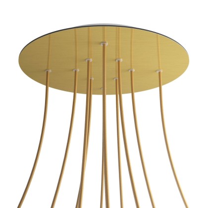 Rosace XXL Rose-One rond de 400 mm de diamètre avec 10 trous et 4 trous latéraux - Laiton satiné Dibond