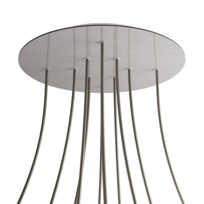 Rosace XXL Rose-One rond de 400 mm de diamètre avec 10 trous et 4 trous latéraux - Acier satiné Dibond