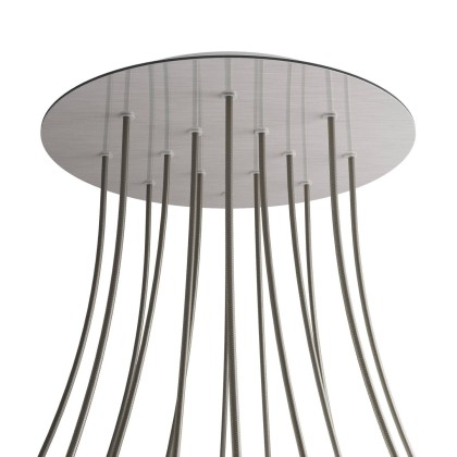 Rosace XXL Rose-One rond de 400 mm de diamètre avec 14 trous et 4 trous latéraux - Acier satiné Dibond