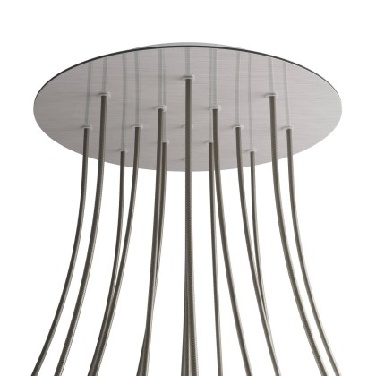 Rosace XXL Rose-One rond de 400 mm de diamètre avec 15 trous et 4 trous latéraux - Acier satiné Dibond
