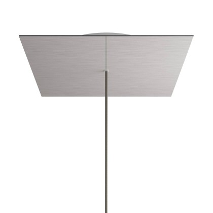 Rosace XXL Rose-One carré de 400 mm avec 1 trou et 4 trous latéraux - Acier satiné Dibond