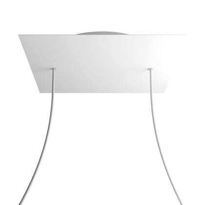 Rosace XXL Rose-One carré de 400 mm avec 2 trous et 4 trous latéraux - Blanc mat