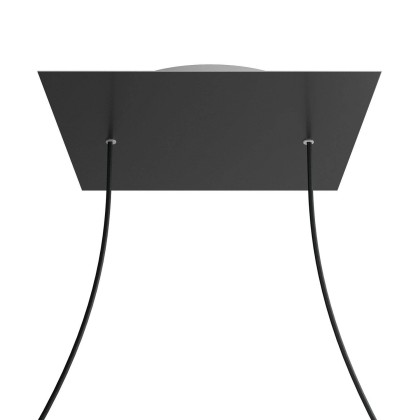 Rosace XXL Rose-One carré de 400 mm avec 2 trous et 4 trous latéraux - Noir mat