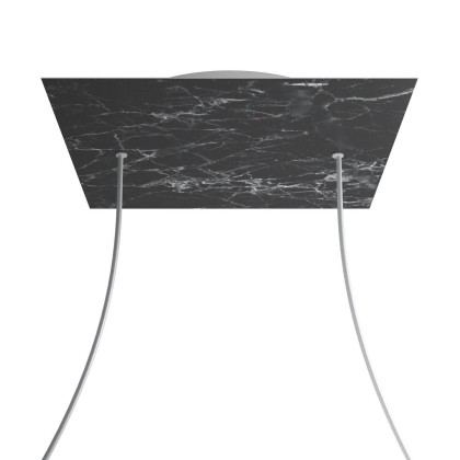 Rosace XXL Rose-One carré de 400 mm avec 2 trous et 4 trous latéraux - Marbre Marquina