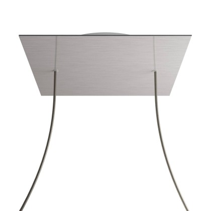 Rosace XXL Rose-One carré de 400 mm avec 2 trous et 4 trous latéraux - Acier satiné Dibond