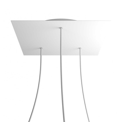 Rosace XXL Rose-One carré de 400 mm avec 3 trous et 4 trous latéraux - Blanc mat