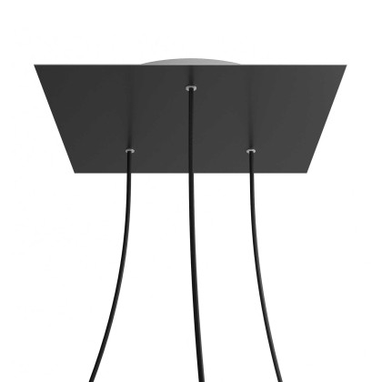 Rosace XXL Rose-One carré de 400 mm avec 3 trous et 4 trous latéraux - Noir mat