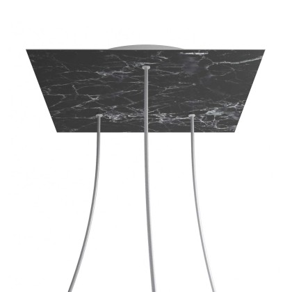 Rosace XXL Rose-One carré de 400 mm avec 3 trous et 4 trous latéraux - Marbre Marquina