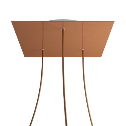 Rosace XXL Rose-One carré de 400 mm avec 3 trous et 4 trous latéraux - Cuivre satiné Dibond