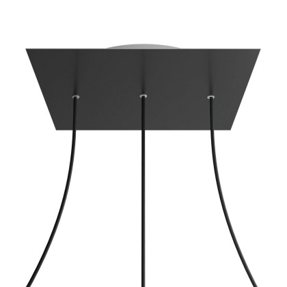 Rosace XXL Rose-One carré de 400 mm avec 3 trous alignés et 4 trous latéraux - Noir mat