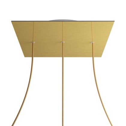Rosace XXL Rose-One carré de 400 mm avec 3 trous alignés et 4 trous latéraux - Laiton satiné Dibond
