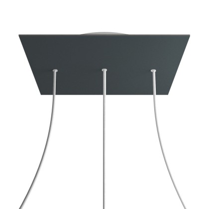 Rosace XXL Rose-One carré de 400 mm avec 3 trous alignés et 4 trous latéraux - Anthracite