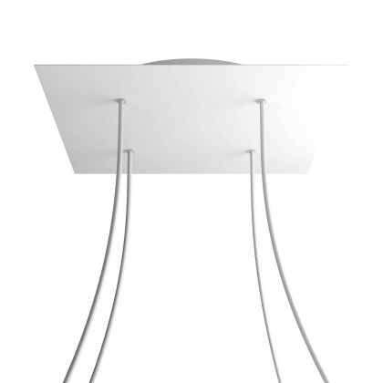 Rosace XXL Rose-One carré de 400 mm avec 4 trous et 4 trous latéraux - Blanc mat