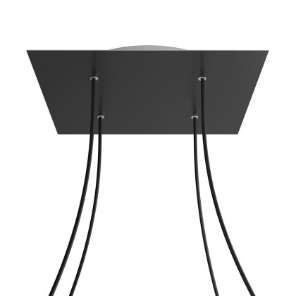 Rosace XXL Rose-One carré de 400 mm avec 4 trous et 4 trous latéraux - Noir mat