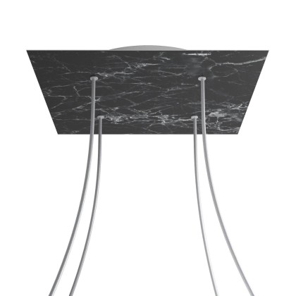 Rosace XXL Rose-One carré de 400 mm avec 4 trous et 4 trous latéraux - Marbre Marquina