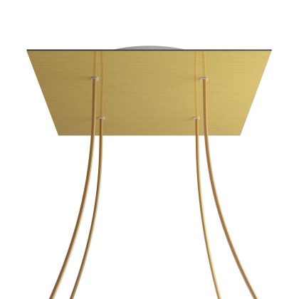 Rosace XXL Rose-One carré de 400 mm avec 4 trous et 4 trous latéraux - Laiton satiné Dibond