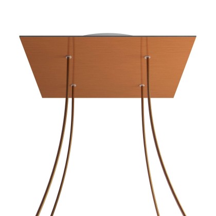 Rosace XXL Rose-One carré de 400 mm avec 4 trous et 4 trous latéraux - Cuivre satiné Dibond