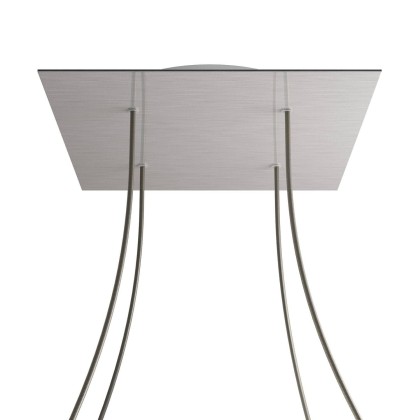 Rosace XXL Rose-One carré de 400 mm avec 4 trous et 4 trous latéraux - Acier satiné Dibond