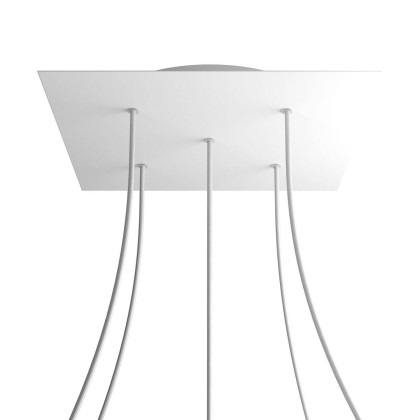 Rosace XXL Rose-One carré de 400 mm avec 5 trous et 4 trous latéraux - Blanc mat