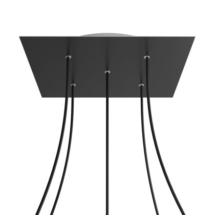 Rosace XXL Rose-One carré de 400 mm avec 5 trous et 4 trous latéraux - Noir mat