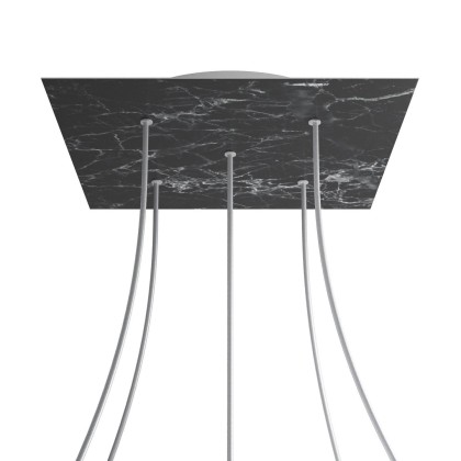 Rosace XXL Rose-One carré de 400 mm avec 5 trous et 4 trous latéraux - Marbre Marquina