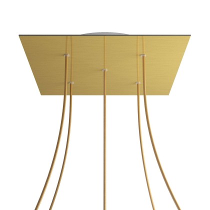 Rosace XXL Rose-One carré de 400 mm avec 5 trous et 4 trous latéraux - Laiton satiné Dibond