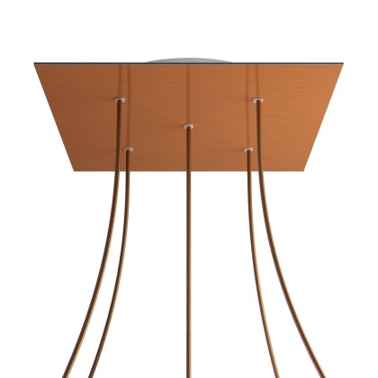 Rosace XXL Rose-One carré de 400 mm avec 5 trous et 4 trous latéraux - Cuivre satiné Dibond
